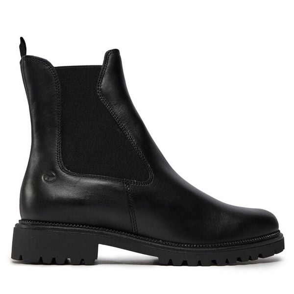 Sztyblety Tamaris. Czarne botki damskie Tamaris, bez wzorów, bez obcasa, na płaskiej podeszwie, bez zapięcia. Za 379.99 zł.