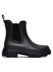 Tommy Hilfiger Kalosze Rubber Flag Cleated FW0FW08637 Czarny. Czarne kalosze damskie Tommy Hilfiger, bez wzorów, z gumy, bez zapięcia. Za 299.99 zł.