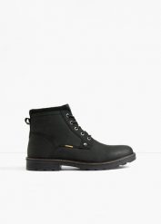 Botki dla aktywnych marki Camel. Czarne buty zimowe męskie bonprix, bez wzorów, bez obcasa, bez zapięcia. Za 429.99 zł.