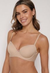 Beżowy Klasyczny Biustonosz o Gładkim Wykończeniu Taniarephis. Brązowe biustonosze Born2be, bez wzorów. Za 39.99 zł.