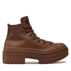Botki Converse. Brązowe botki damskie Converse, bez wzorów, retro, bez obcasa, na płaskiej podeszwie, bez zapięcia. Za 519.99 zł.