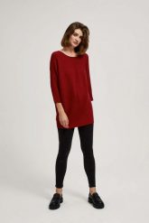 Sweter typu nietoperz bordowy. Czerwone swetry nierozpinane damskie MOODO, l, bez wzorów, z poliamidu, bez kołnierzyka, bez ramiączek. W wyprzedaży za 27.99 zł.