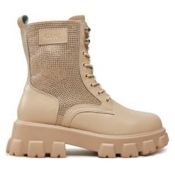 Botki GOE. Brązowe botki damskie GOE, bez wzorów, bez obcasa, na płaskiej podeszwie, bez zapięcia. Za 409.99 zł.