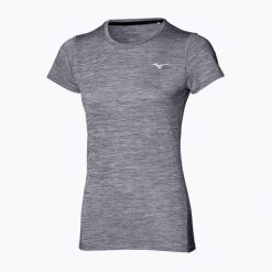 Koszulka do biegania damska Mizuno Impulse Core Tee. Szare bluzki damskie Mizuno, bez wzorów, sportowe, bez kołnierzyka, bez ramiączek. Za 55.99 zł.