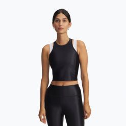 Top treningowy damski Under Armour Motion Shine Tank black/jet gray. Czarne topy damskie Under Armour, bez wzorów, bez kołnierzyka, bez ramiączek. Za 83.99 zł.