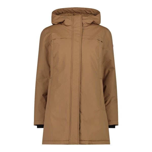 Płaszcz damski turystyczne CMP 34K0016. Brązowe płaszcze damskie CMP, m, bez wzorów, sportowe, bez kołnierzyka, bez kaptura. W wyprzedaży za 349.99 zł.