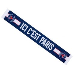Paris Saint Germain szalik kibica scarf wielokolorowy. Niebieskie szaliki męskie PSG, bez wzorów. Za 99.00 zł.