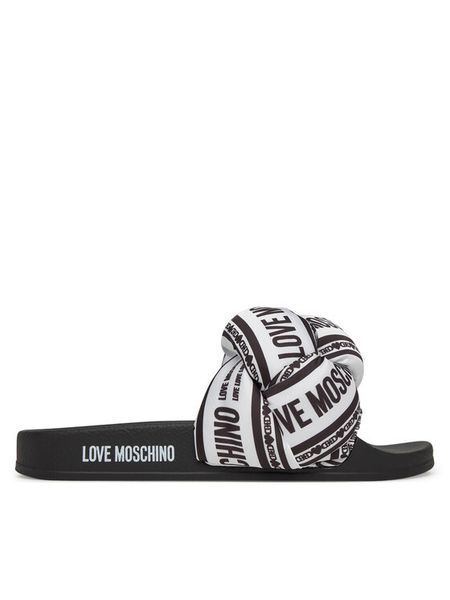 LOVE MOSCHINO Klapki JA28312G0MIW310A Biały. Białe klapki damskie Love Moschino, bez wzorów, z materiału, bez obcasa, bez zapięcia. Za 689.99 zł.