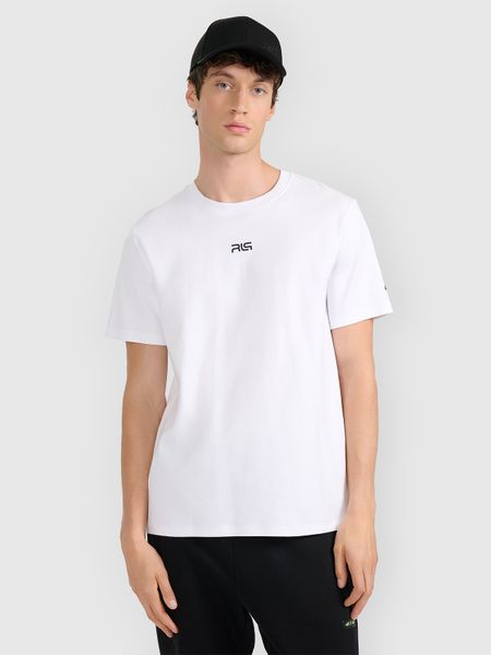 4F T-shirt regular z nadrukiem męski 4F x Robert Lewandowski - biała M. Białe koszulki sportowe męskie 4F, l, bez wzorów, z bawełny, bez ramiączek. Za 99.99 zł.