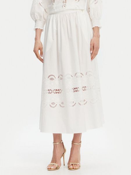 Liu Jo Spódnica midi WA5258 T4853 Biały Regular Fit. Białe spódnice damskie Liu Jo, bez wzorów, z bawełny, midi. Za 639.99 zł.