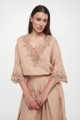 Bluzka damska lniana ERMANNO SCERVINO LIFE. Bluzki damskie Ermanno Scervino Life, bez wzorów, bez kołnierzyka, bez ramiączek. W wyprzedaży za 2,079.20 zł.