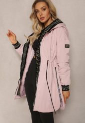 Różowa Kurtka Parka z Geometrycznym Wzorem na Kapturze i Rękawach Lidya. Czerwone kurtki damskie Renee, l, bez wzorów. Za 89.99 zł.
