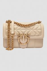 PINKO Beżowa torebka Love One Mini DC. Brązowe torebki do ręki damskie Pinko, bez wzorów, ze skóry, bez dodatków. W wyprzedaży za 1,279.99 zł.