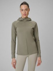 4F Bluza treningowa regular szybkoschnąca damska - oliwkowa L. Zielone bluzy damskie 4F, l, bez wzorów, bez ramiączek, bez kaptura. Za 199.99 zł.