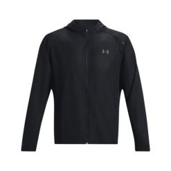 Kurtka sportowa męska Under Armour Storm Run z kapturem. Czarne kurtki sportowe męskie Under Armour, l, bez wzorów, z kapturem, do biegania. Za 259.99 zł.