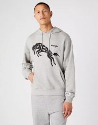 WRANGLER 75TH ANNI HOODIE MĘSKA BLUZA Z KAPTUREM MID GREY MEL W645HTX37 112146184. Szare bluzy męskie Wrangler, m, bez wzorów, z kapturem. Za 149.99 zł.