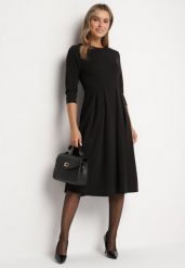 Czarna Rozkloszowana Sukienka Ozdobiona Przeszyciami Reamira. Czarne sukienki damskie Born2be, na co dzień, m, bez wzorów, eleganckie, bez kołnierzyka, bez ramiączek, midi, rozkloszowane. Za 99.99 zł.