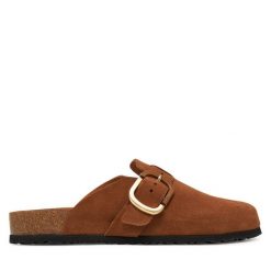 Klapki Tamaris. Brązowe klapki damskie Tamaris, bez wzorów, bez obcasa, bez zapięcia. Za 269.99 zł.