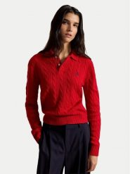 Polo Ralph Lauren Sweter 211972132501 Czerwony Regular Fit. Czerwone swetry nierozpinane damskie Polo Ralph Lauren, xl, bez wzorów, z wełny, bez kołnierzyka, bez ramiączek. Za 1,199.00 zł.