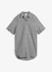 Sukienka z czystej bawełny. Czarne sukienki damskie bonprix, bez wzorów, z bawełny, bez kołnierzyka, bez ramiączek, mini, szmizjerki. Za 142.99 zł.