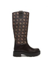 Guess Kozaki FLFYNN FAL11 Brązowy. Brązowe kozaki damskie Guess, z aplikacjami, z materiału, bez obcasa, na płaskiej podeszwie, bez zapięcia. Za 749.99 zł.