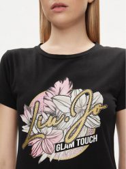 Liu Jo T-Shirt TA4202 JS003 Czarny Regular Fit. Czarne t-shirty damskie Liu Jo, s, bez wzorów, z bawełny, bez kołnierzyka, bez ramiączek. Za 299.99 zł.
