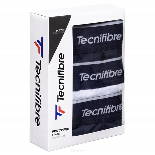 Bokserki męskie Tecnifibre Pro Trunks 22 3P. Białe bokserki męskie TECNIFIBRE, bez wzorów, z materiału. Za 189.00 zł.