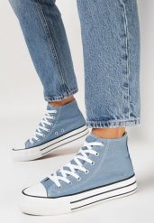 Jasnoniebieskie Klasyczne Trampki za Kostkę Sateli. Niebieskie trampki i tenisówki damskie Born2be, bez wzorów, za kostkę, bez zapięcia. Za 79.99 zł.
