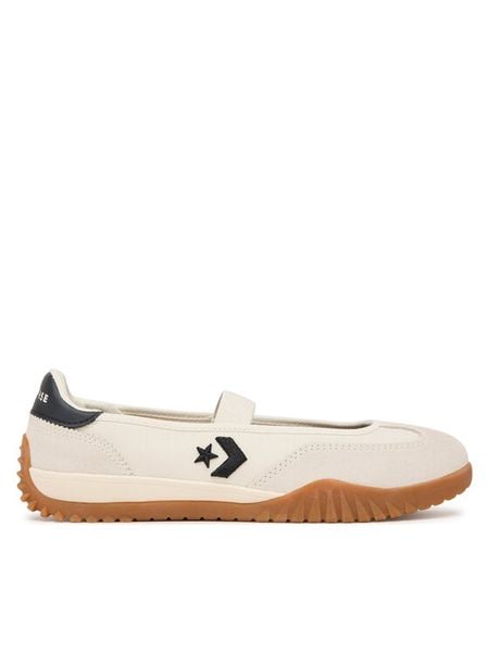 Converse Baleriny Run Star Trainer Ballet Flat A16250C Écru. Białe balerinki damskie Converse, bez wzorów, ze skóry, retro, bez obcasa, bez zapięcia. Za 284.99 zł.