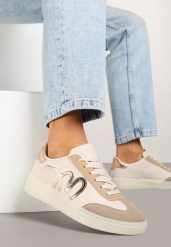 Ciemnobeżowe Sneakersy Klasyczne Tenisówki z Abstrakcyjną Aplikacją Ailinne. Brązowe trampki i tenisówki damskie Renee, z aplikacjami, z jeansu, bez zapięcia. Za 74.99 zł.