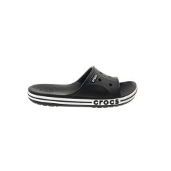 Klasyczne klapki Crocs Bayaband Slide. Czarne klapki damskie Crocs, bez wzorów, klasyczne, bez obcasa, bez zapięcia. Za 120.99 zł.