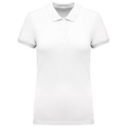 Damska koszulka polo pique Kariban. Białe bluzki damskie KARIBAN, bez wzorów, z bawełny, bez kołnierzyka, bez ramiączek. Za 206.00 zł.