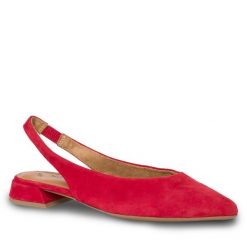 Sandały Tamaris. Czerwone sandały damskie Tamaris, bez wzorów, bez obcasa, na płaskiej podeszwie, bez zapięcia. Za 289.99 zł.