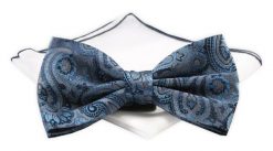 Mucha Męska z Białą Poszetką - Chattier - Niebieska z Popielem. Niebieskie krawaty i muchy Chattier, bez wzorów, z poliesteru, eleganckie. Za 59.00 zł.