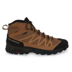 Buty turystyczne męskie Salomon X Ward Leather Mid Gtx. Brązowe buty zimowe męskie Salomon, bez wzorów, z gore-texu, za kostkę, bez obcasa, bez zapięcia. Za 728.00 zł.