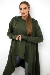 Bluza rozkloszowana u dołu khaki. Brązowe bluzy damskie KESI, l, bez wzorów, z bawełny, bez ramiączek, z kapturem. Za 238.37 zł.
