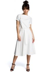 Ecru Midi Sukienka z Szerokim Dołem. Czarne sukienki damskie MOE, l, bez wzorów, z bawełny, bez kołnierzyka, bez ramiączek, midi. Za 263.90 zł.