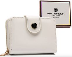 Portfel damski Peterson biały PTN 014-LAK. Białe portfele damskie Peterson, ze skóry. Za 89.00 zł.