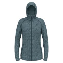 Bluza z kapturem damska Odlo Tencia Mid Layer Hoody Full Zip. Niebieskie bluzy damskie ODLO, bez wzorów, sportowe, bez ramiączek, z kapturem. Za 419.65 zł.