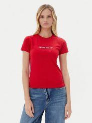 Guess Jeans T-Shirt W5RI4 2K8HM0 Czerwony Regular Fit. Czerwone t-shirty damskie Guess Jeans, m, z aplikacjami, z bawełny, bez kołnierzyka, bez ramiączek. Za 129.99 zł.