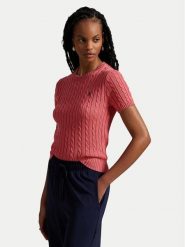 Polo Ralph Lauren Sweter 211965761002 Różowy Slim Fit. Czerwone swetry nierozpinane damskie Polo Ralph Lauren, xxl, bez wzorów, z bawełny, bez kołnierzyka, bez ramiączek. Za 389.99 zł.