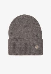 Szara Czapka z Angorą w Stylu Beanie Ozdobiona Aplikacją Delarielis. Szare czapki damskie Born2be, z aplikacjami, eleganckie. Za 59.99 zł.