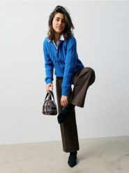 Jeansy wide leg z paskiem - brązowy. Brązowe jeansy damskie Sinsay, bez wzorów, z jeansu. Za 69.99 zł.