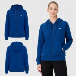 BLUZA DAMSKA 4F DRESOWA ROZPINANA Z KAPTUREM BASIC KOLOR ZIELONY. Zielone bluzy damskie 4F, l, bez wzorów, z bawełny, klasyczne, bez ramiączek, z kapturem. Za 109.00 zł.