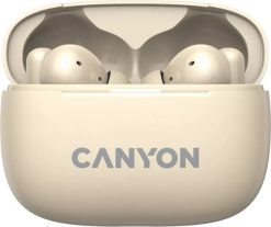 Słuchawki Canyon OnGo TWS-10 beżowe (CNS-TWS10BG). Brązowe słuchawki bezprzewodowe Canyon. Za 119.99 zł.