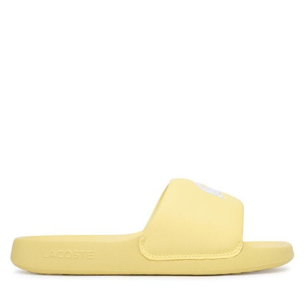 Klapki Lacoste. Żółte klapki damskie Lacoste, bez wzorów, bez obcasa, bez zapięcia. Za 198.99 zł.