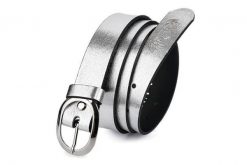 Pasek skórzany Beltimore r.100-115 cm U48 srebrny. Szare paski damskie bez wzorów. Za 52.70 zł.