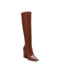 Nine West Kozaki SHARLEEZ 13196H Brązowy. Brązowe kozaki damskie Nine West, bez wzorów, z tworzywa sztucznego, bez obcasa, na słupku, bez zapięcia. Za 329.99 zł.