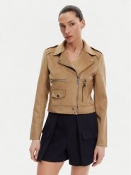 Morgan Kurtka z imitacji skóry 241-GOUSMI Beżowy Regular Fit. Brązowe kurtki damskie Morgan, bez wzorów, ze skóry, bez kaptura. Za 239.99 zł.