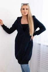 Bluza ocieplana długa z kapturem granatowa. Bluzy damskie KESI, l, bez wzorów, z bawełny, bez ramiączek, z kapturem. Za 326.23 zł.